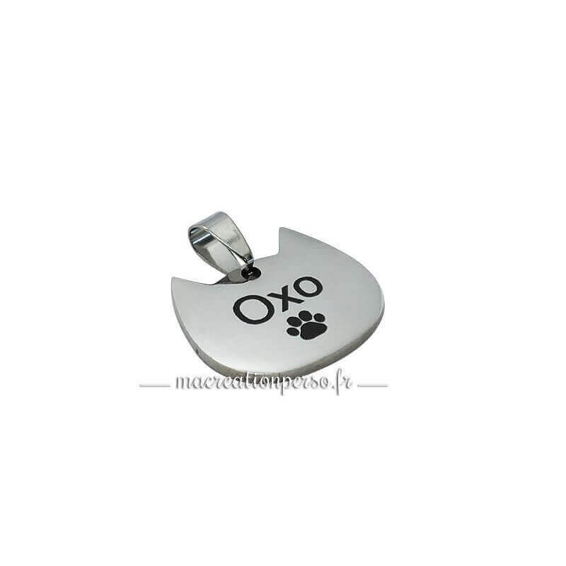 Médaille tête de chat argenté Oxo 