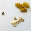 Médaille chien gravée en métal forme d'os avec numéro de téléphone