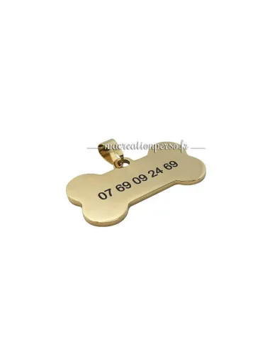 Médaille personnalisé animaux doré en forme d'os