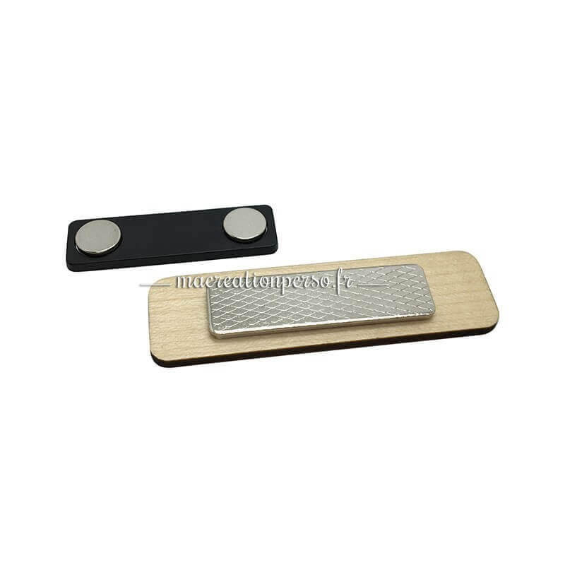 Support aimanté du badge en bois