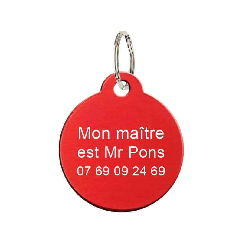 Médaille animaux en métal - Rond rouge 27 mm à personnaliser