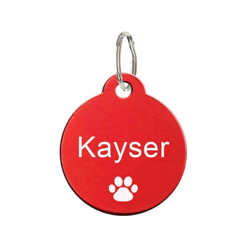 Médaille animaux en métal - Ronde rouge 27 mm à personnaliser