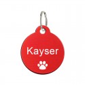 Médaille animaux en métal - Ronde rouge 27 mm à personnaliser