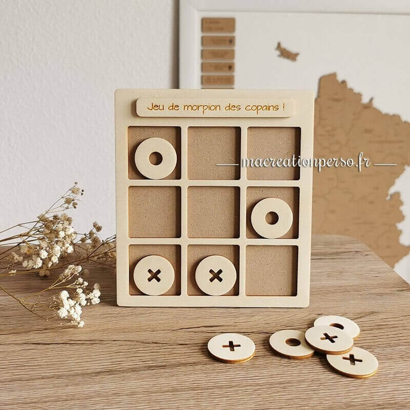 Jeu de morpion en bois personnalisé made in France
