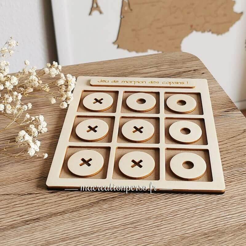 Jeux de morpion original en bois gravé