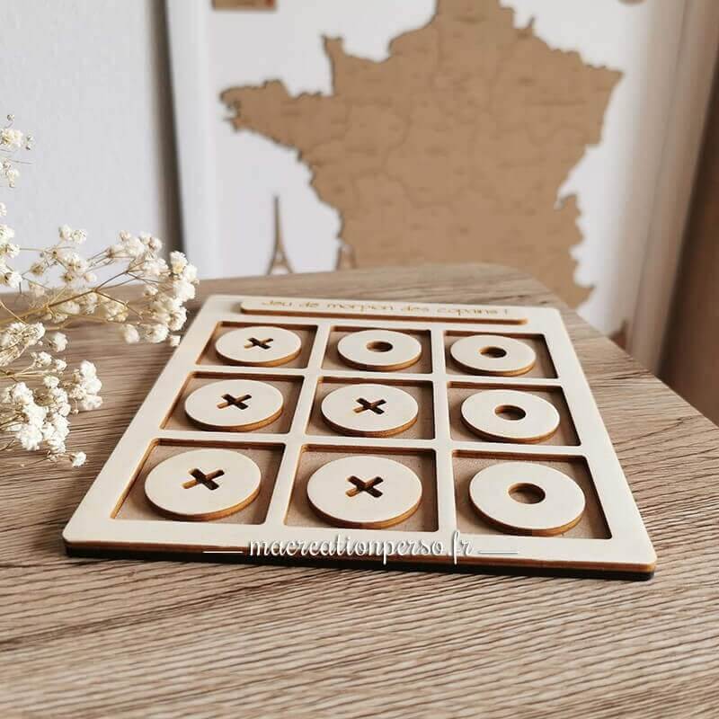 Jeux morpion bois déco personnalisable 
