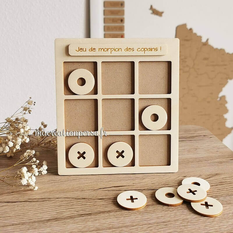 Jeux de morpion en bois unique Français