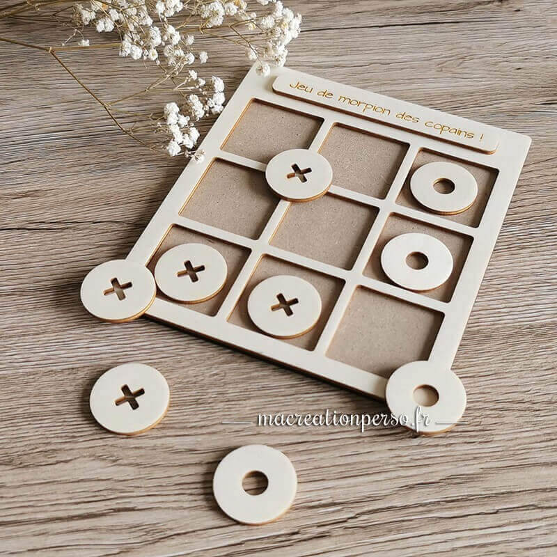 Jeu de MORPION en bois sur mesure 