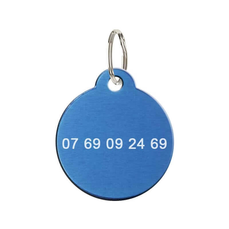 Médaille animal en métal ronde bleu 27 mm à personnaliser