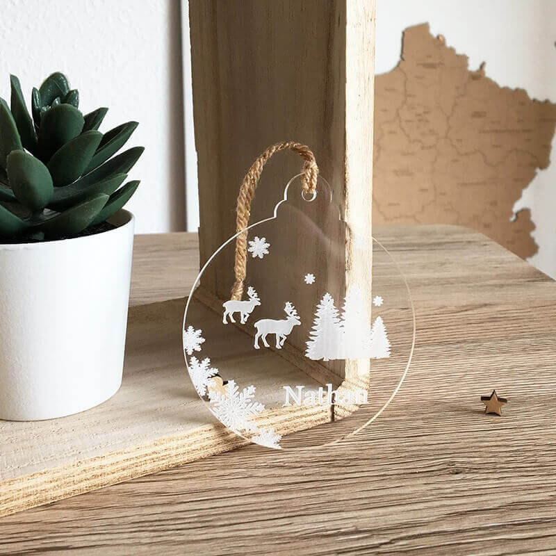 Boule de Noël Nathan pour sapin en matière transparente
