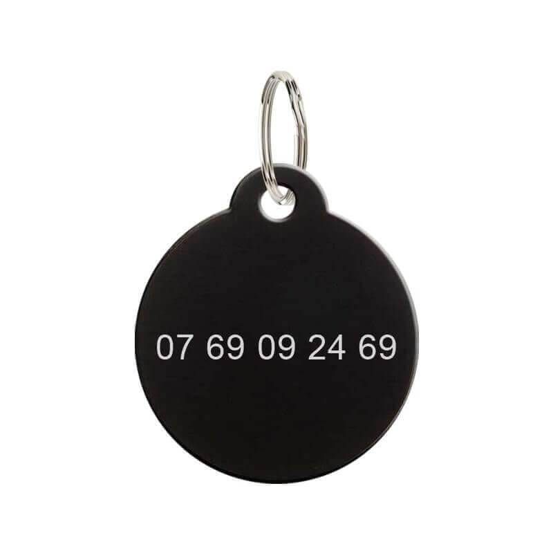 Médaille chat en métal  rond noir 27 mm personnalisé