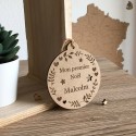 Première boule de Noël gravé pour enfant en bois