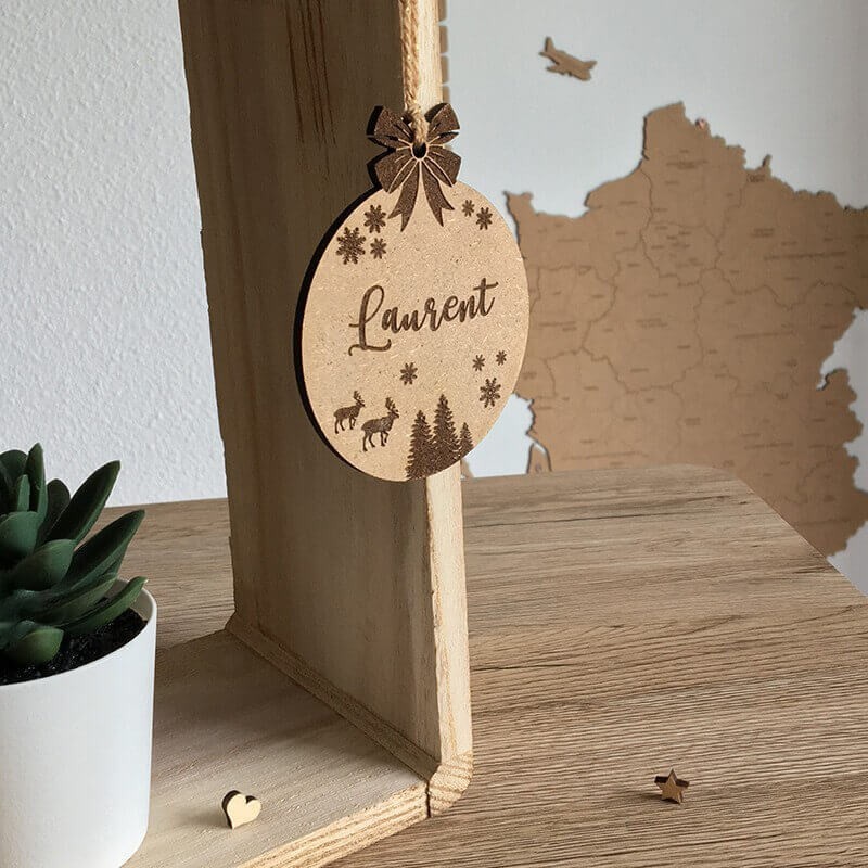 Suspension personnalisable en bois pour arbre de Noël
