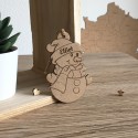 Bonhomme de neige en bois gravé pour sapin 