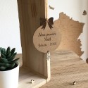 Boule de noël personnalisable en bois avec breloque flocon de neige