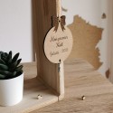 Boule de noël en bois pour sapin à personnaliser avec breloque flocon de neige