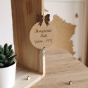 Boule de noël personnalisée en bois avec breloque flocon de neige Juliette