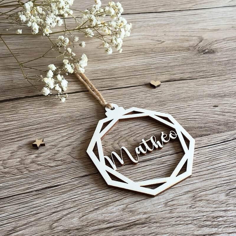 Boule de Noël prénom Mathéo octogonale