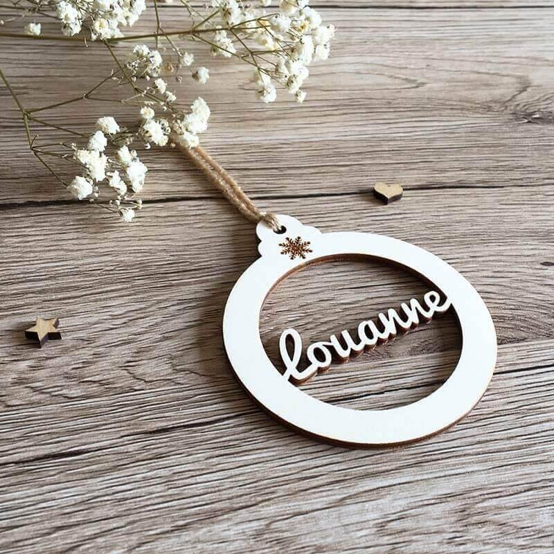 Suspension en bois pour arbre de Noël personnalisable