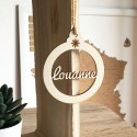 Suspension de Noël en bois couronne Prénom 