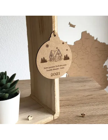 Ma première boule de noël personnalisée bois