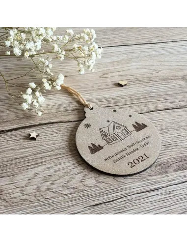 Boule de noël en bois made in France Notre premier Noël chez nous