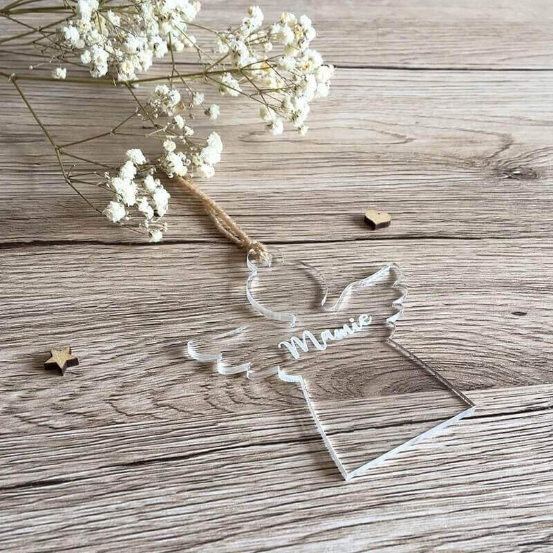 Décoration pour sapin de Noël en forme d'ange de Noël à personnaliser
