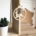 Déco boule de noël personnalisé Renne de Noël et Flocons en bois clair