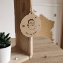 Boule père noël personnalisée en bois gravée joyeux Noël 