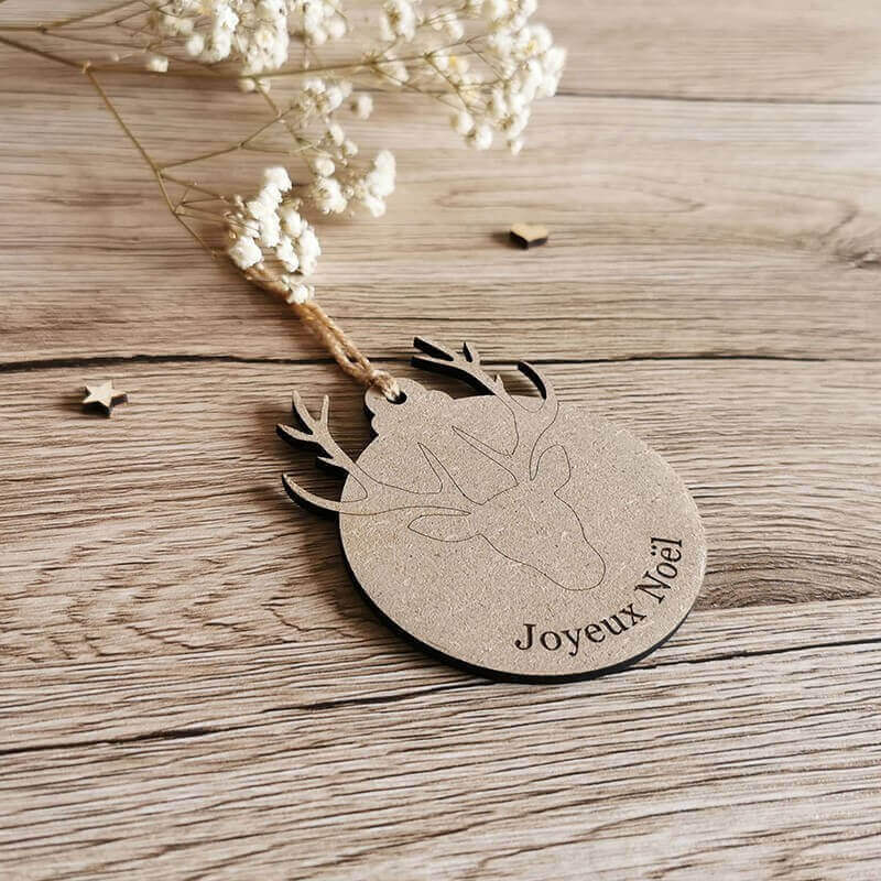Boule de noël à personnaliser bois de cerf