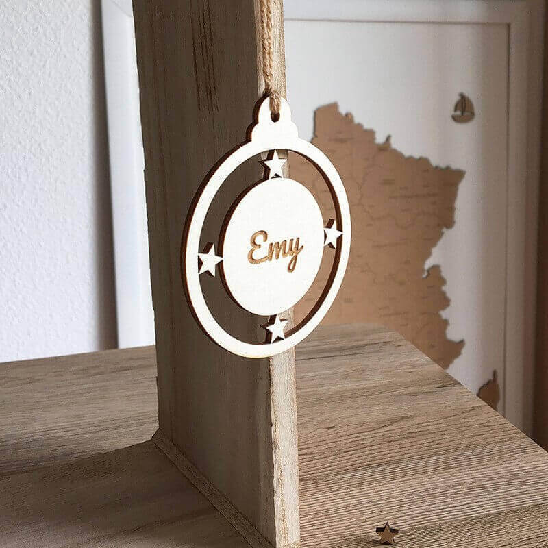 Décoration pour Sapin de Noël en bois clair à personnaliser