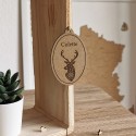 Suspenstion murale thème cerf de noël en bois gravée