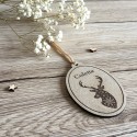 Suspension de Noël en bois gravéé cerf et prénom Colette