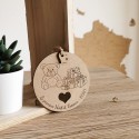 Première boule de noël pour bébé personnalisé en bois petit ours et coeur 