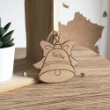 Boule de noël artisanale cloche en bois personnalisable
