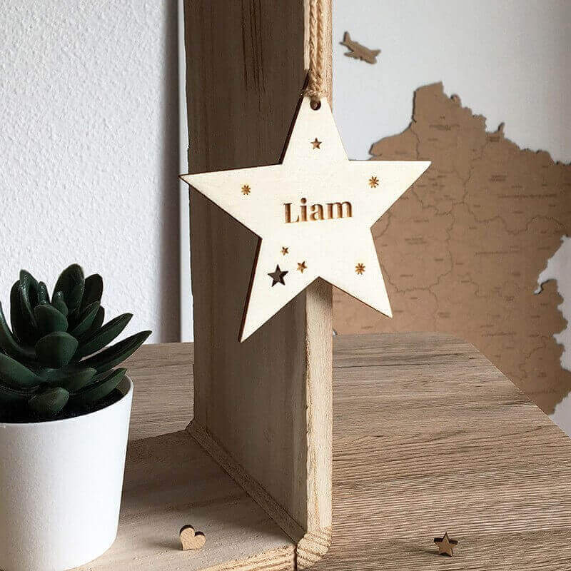 Étoile de noël sapin déco personnalisée bois