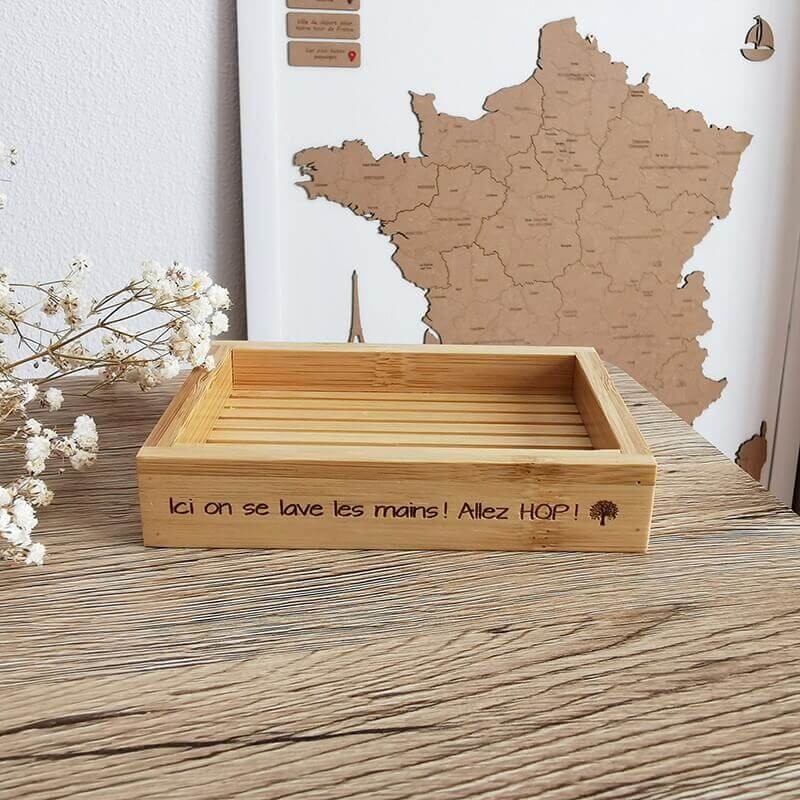 Porte savon en bois de Bambou personnalisé