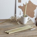 Lot de 4 pailles personnalisées en Bambou + goupillon -  Pailles épaisses