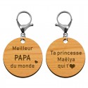 Deux faces porte-clé personnalisé - Meilleur papa du monde - 45 mm | macreationperso mousqueton argenté