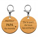 Recto verso porte-clé personnalisé - Meilleur papa du monde - 45 mm mousqueton argenté