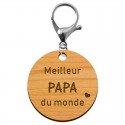 Porte-clé personnalisé - Meilleur papa du monde mousqueton argenté