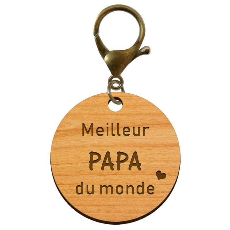 Porte-clé personnalisé - Meilleur papa du monde - 45 mm mousqueton vieil or