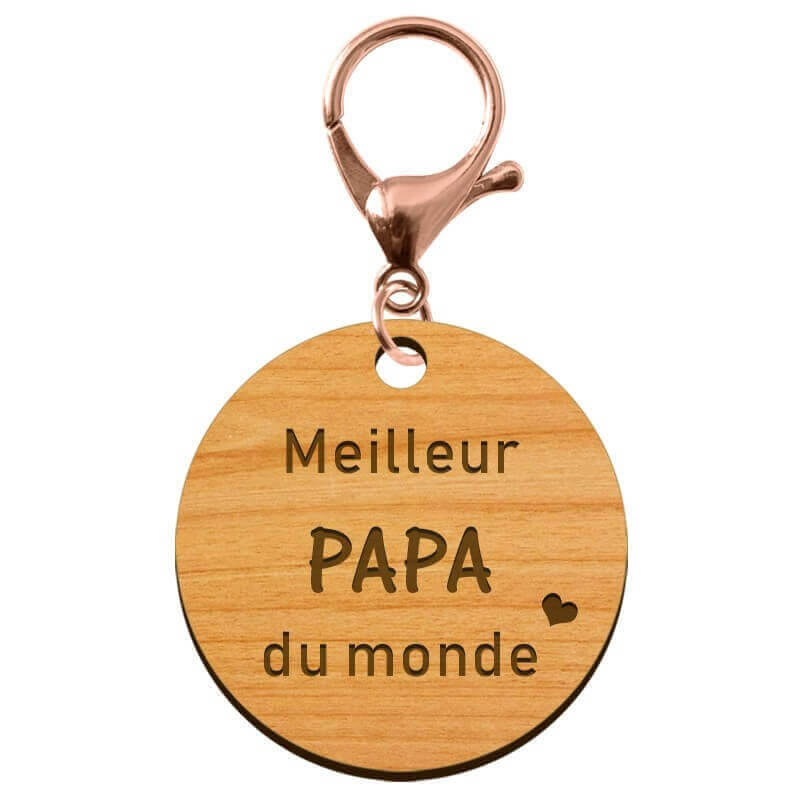 Porte clé personnalisé - Meilleur papa du monde mousqueton rose