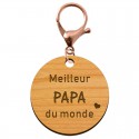 Porte clé personnalisé - Meilleur papa du monde mousqueton rose