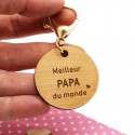Porte-clé personnalisé - Meilleur papa du monde - 45 mm mousqueton doré
