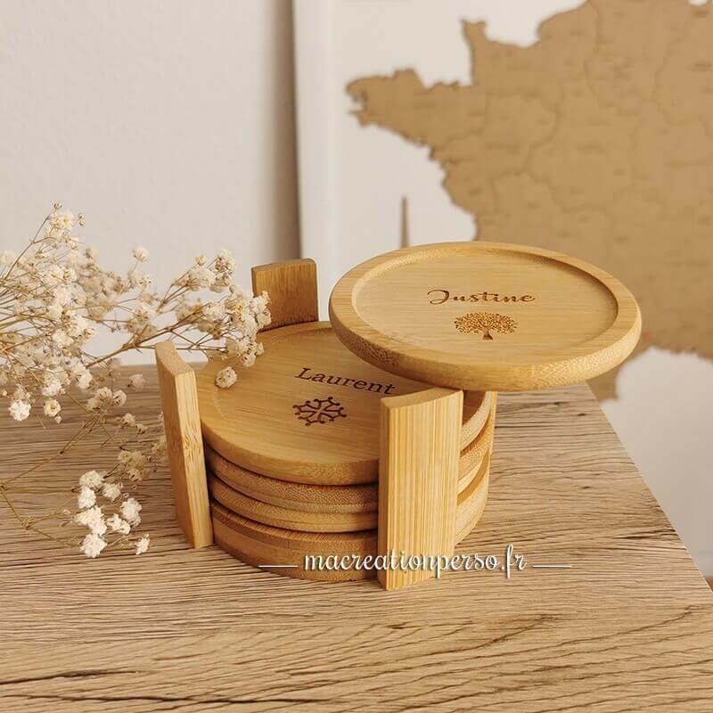 Dessous de verre en Bambou personnalisable