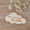 Faire part de naissance en bois en forme de nuage 
