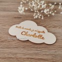 Cadeau de naissance en bois en forme de nuage 