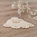 Carte annonce de naissance en bois gravé