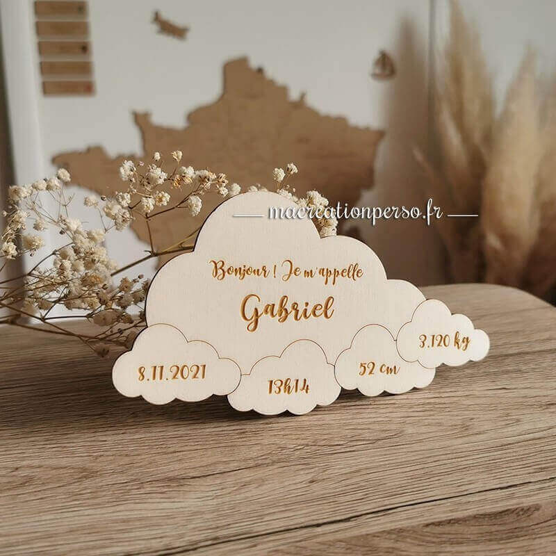 Nuage décoration enfant en bois